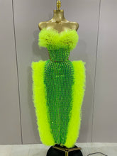 Sparkly Rhinestone Sexy Strapless Tops Skirt 2 PCS Set 2025 Women Celebrate Evening Prom Birthday Dress Nightclub Stage Outfit